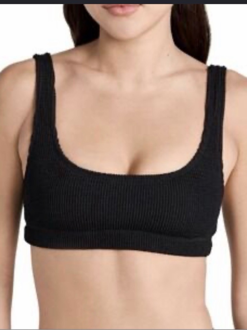 Good American Ribbed Scoop Neck Bikini Top - Black